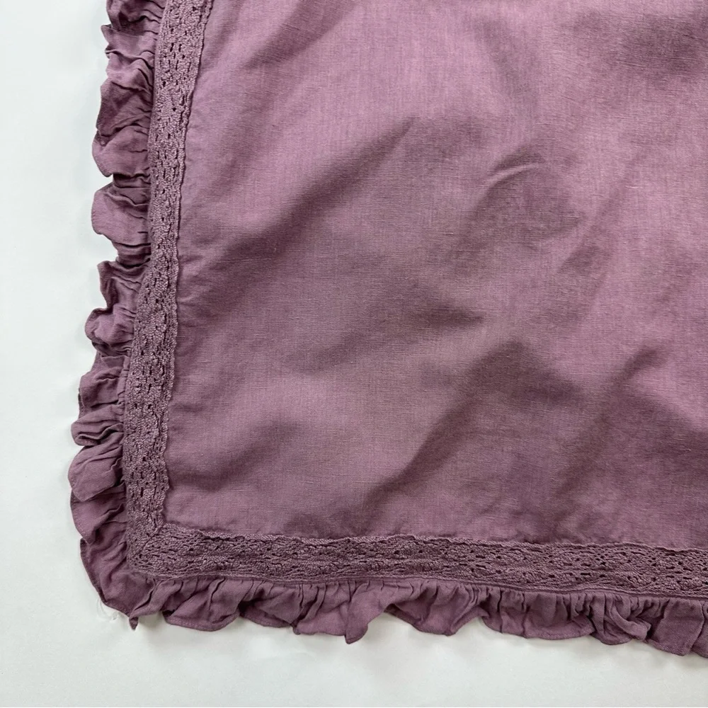 Tahari Home Lavender Shabby Chic Lace Trim Linen Cotton Euro Pillow Sham